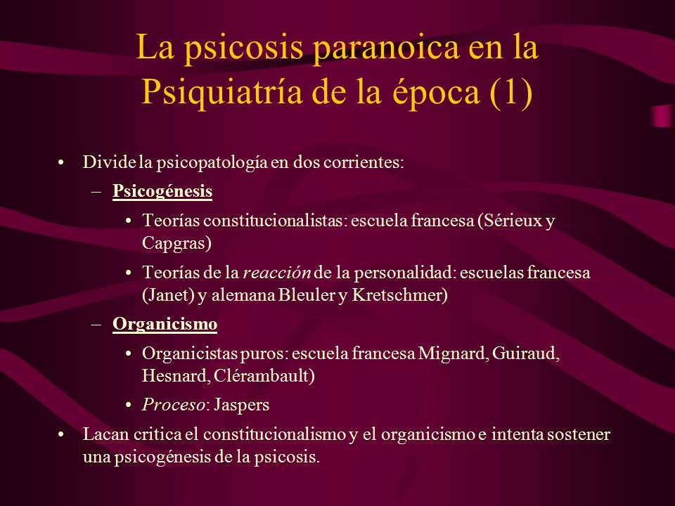 La psicosis paranoica en la Psiquiatría de la época (1)