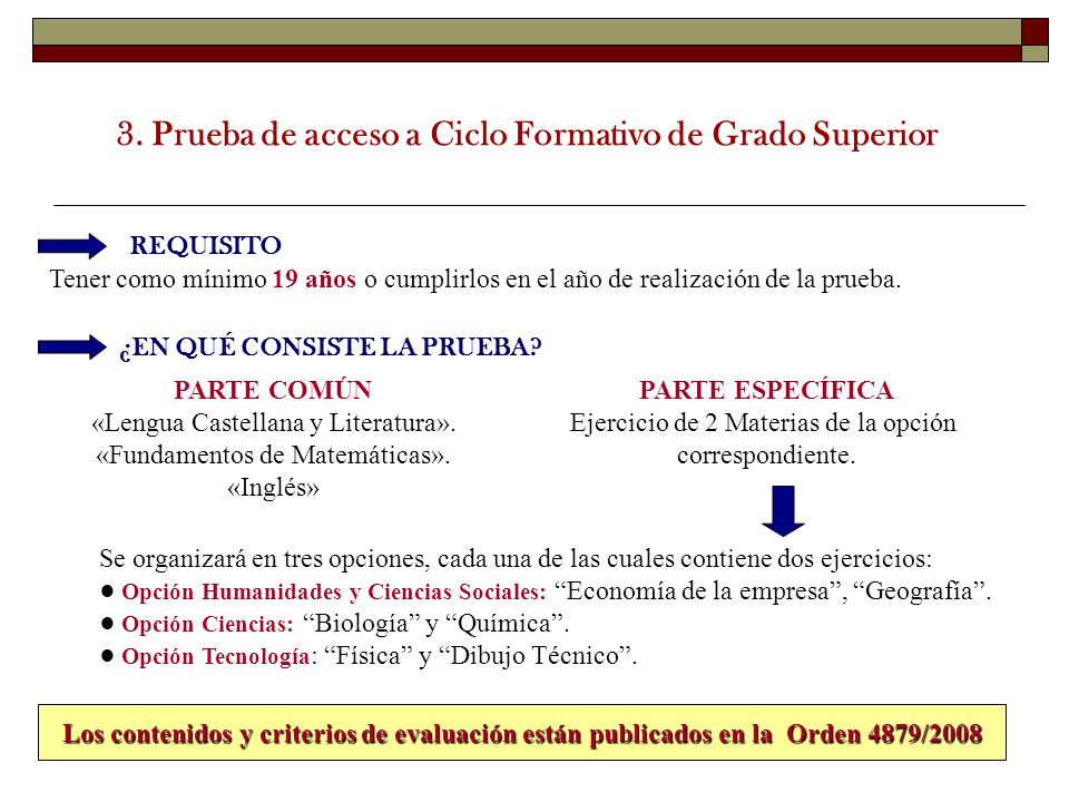 3. Prueba de acceso a Ciclo Formativo de Grado Superior