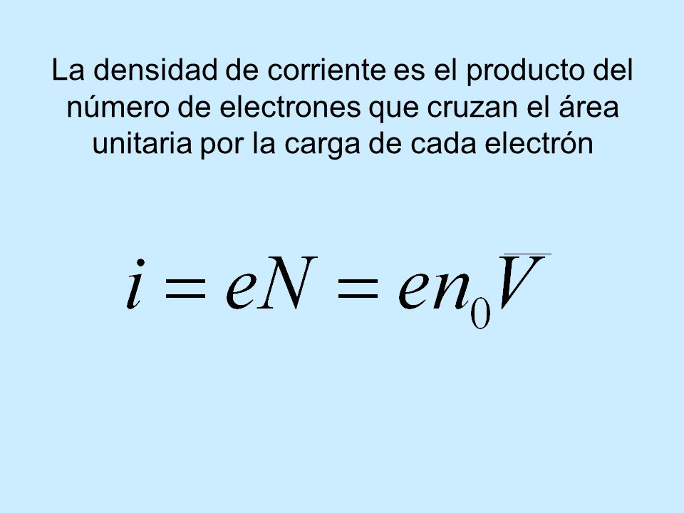 La densidad de corriente es el producto del número de electrones que cruzan el área unitaria por la carga de cada electrón