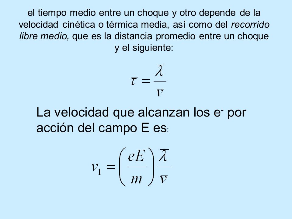 La velocidad que alcanzan los e- por acción del campo E es: