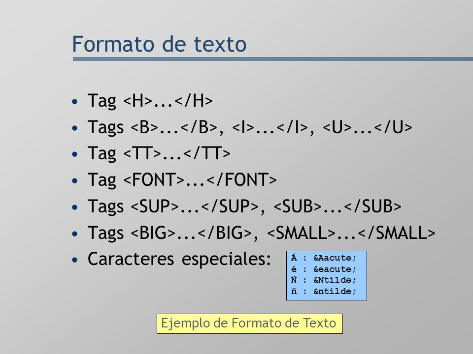 Formato de texto Tag <H>...</H>