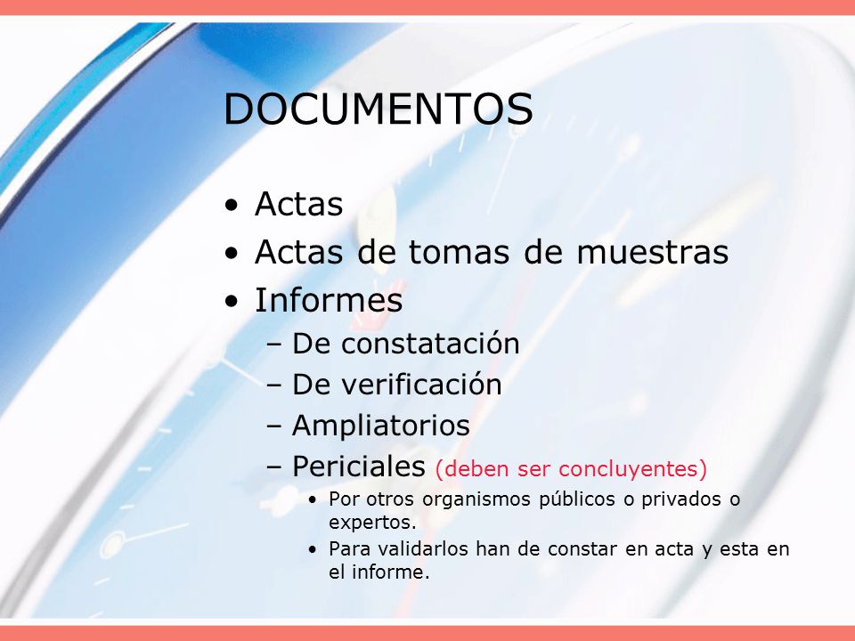 DOCUMENTOS Actas Actas de tomas de muestras Informes De constatación