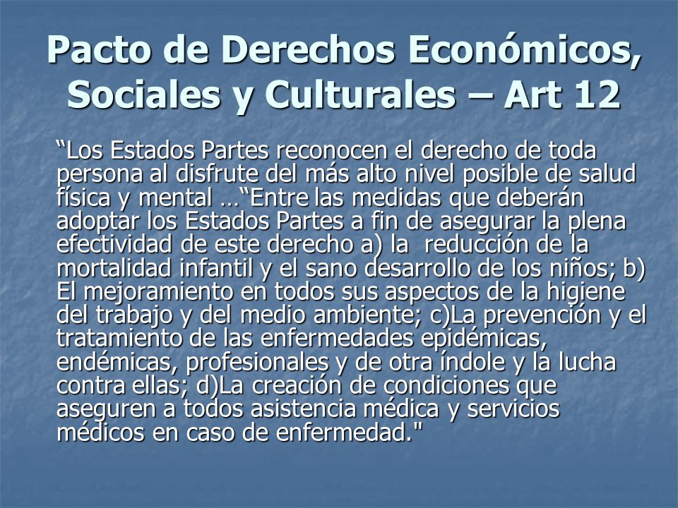 Pacto de Derechos Económicos, Sociales y Culturales – Art 12