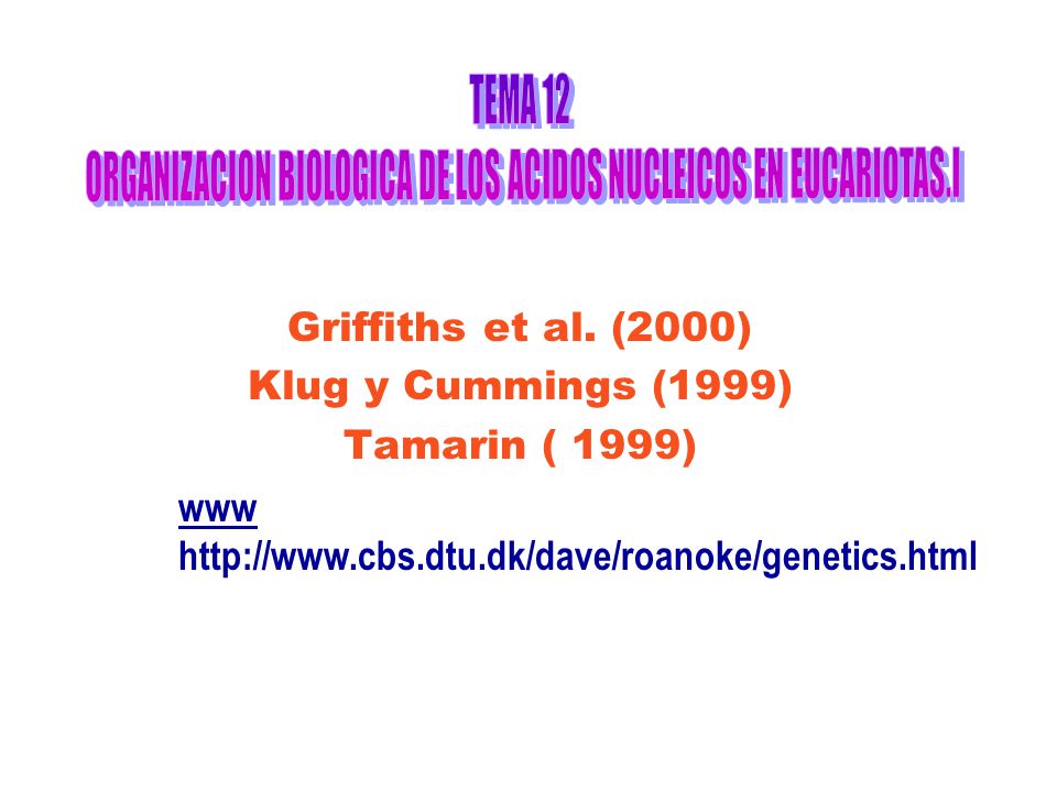 Griffiths et al. (2000) Klug y Cummings (1999) Tamarin ( 1999)