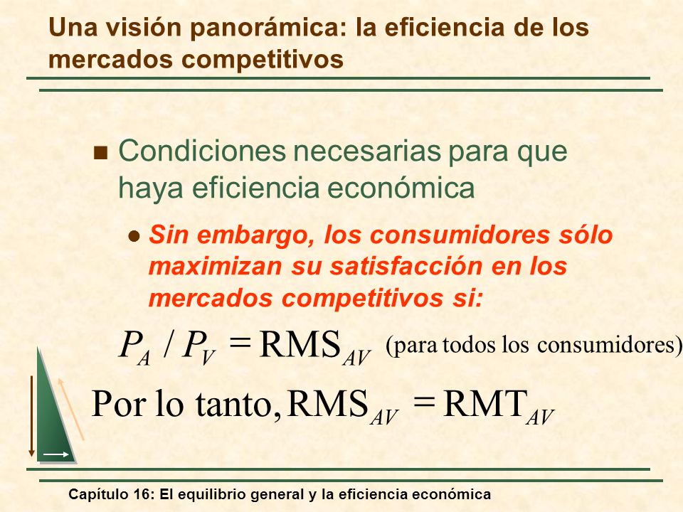 Una visión panorámica: la eficiencia de los mercados competitivos