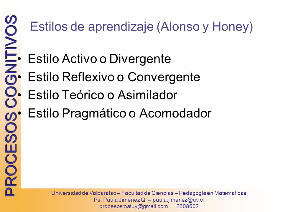 Estilos de aprendizaje (Alonso y Honey)