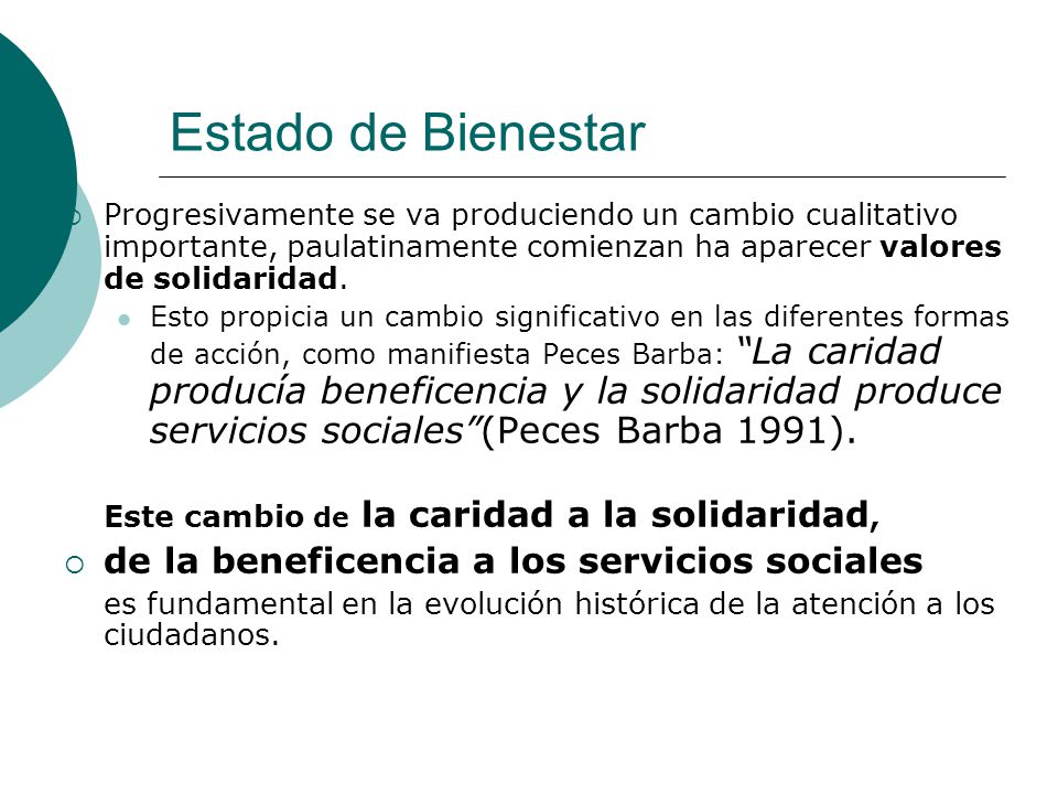 Estado de Bienestar de la beneficencia a los servicios sociales