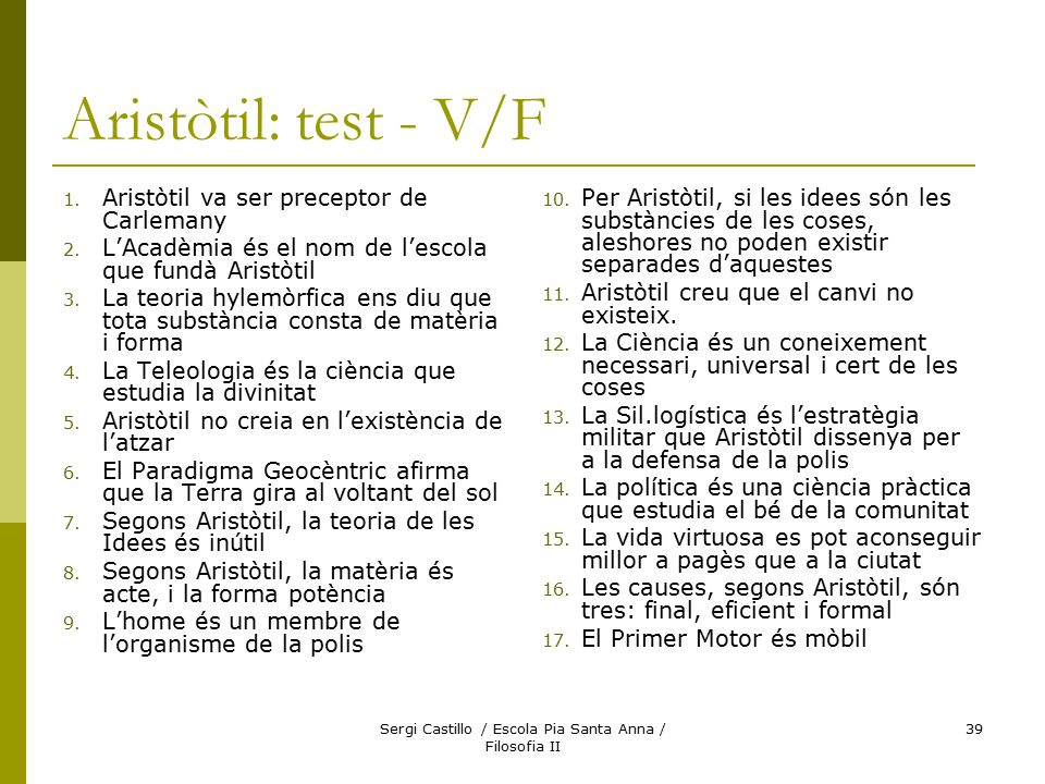 Sergi Castillo / Escola Pia Santa Anna / Filosofia II