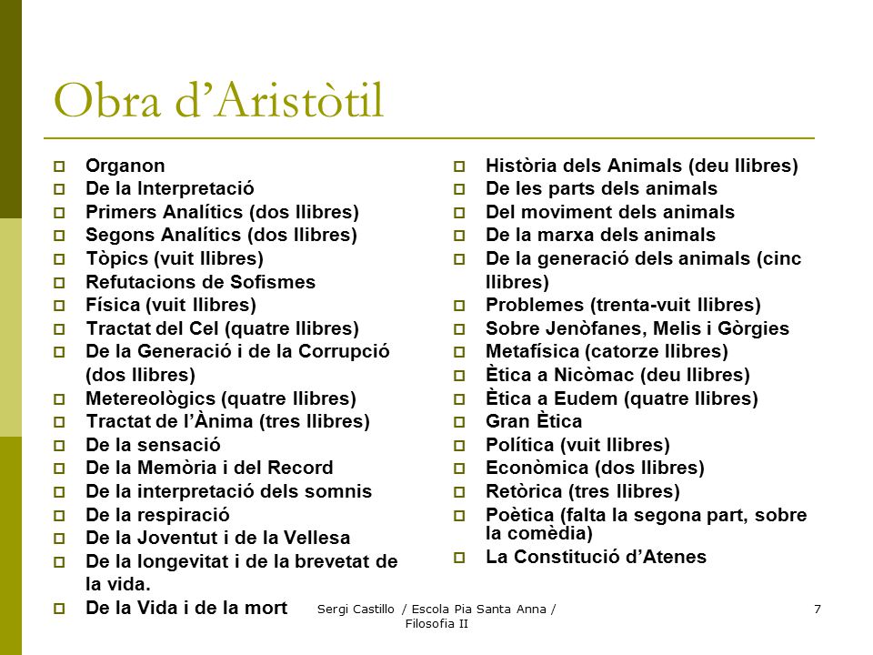 Sergi Castillo / Escola Pia Santa Anna / Filosofia II