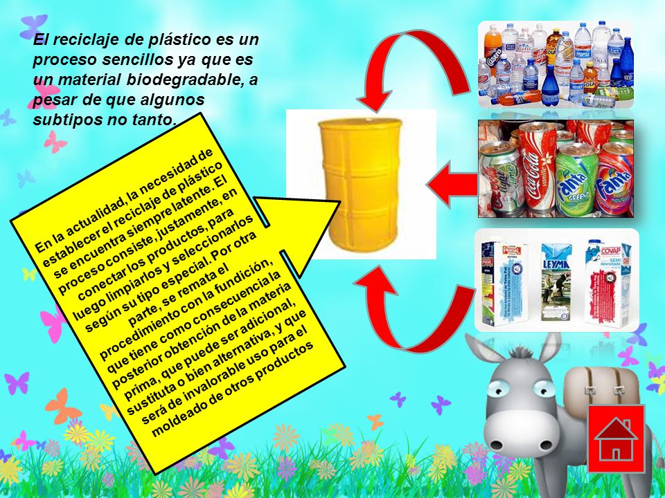 El reciclaje de plástico es un proceso sencillos ya que es un material biodegradable, a pesar de que algunos subtipos no tanto.