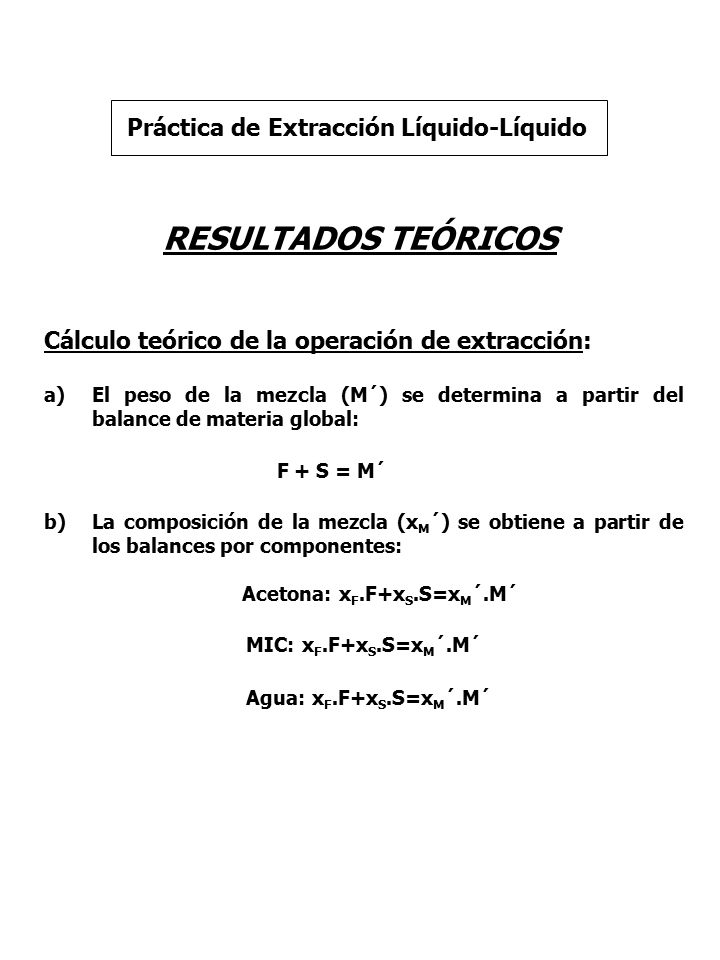 Acetona: xF.F+xS.S=xM´.M´
