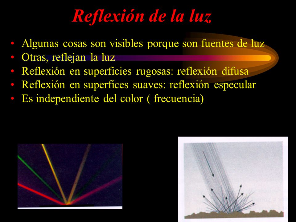 Reflexión de la luz Algunas cosas son visibles porque son fuentes de luz. Otras, reflejan la luz.