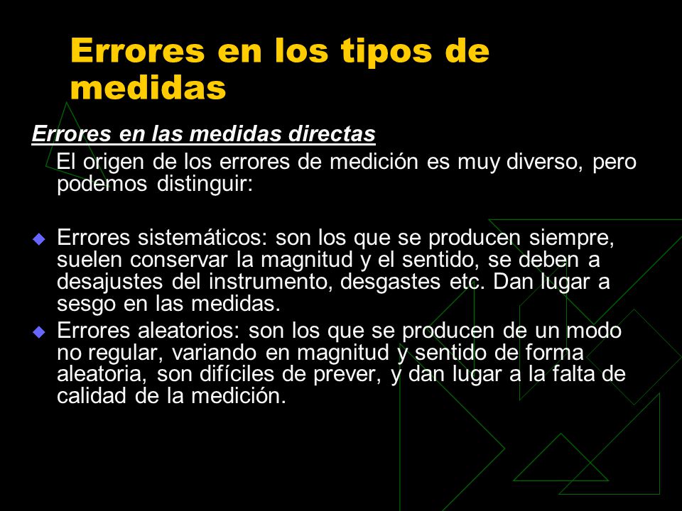 Errores en los tipos de medidas