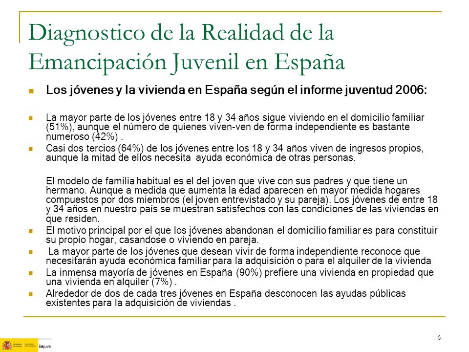 Diagnostico de la Realidad de la Emancipación Juvenil en España