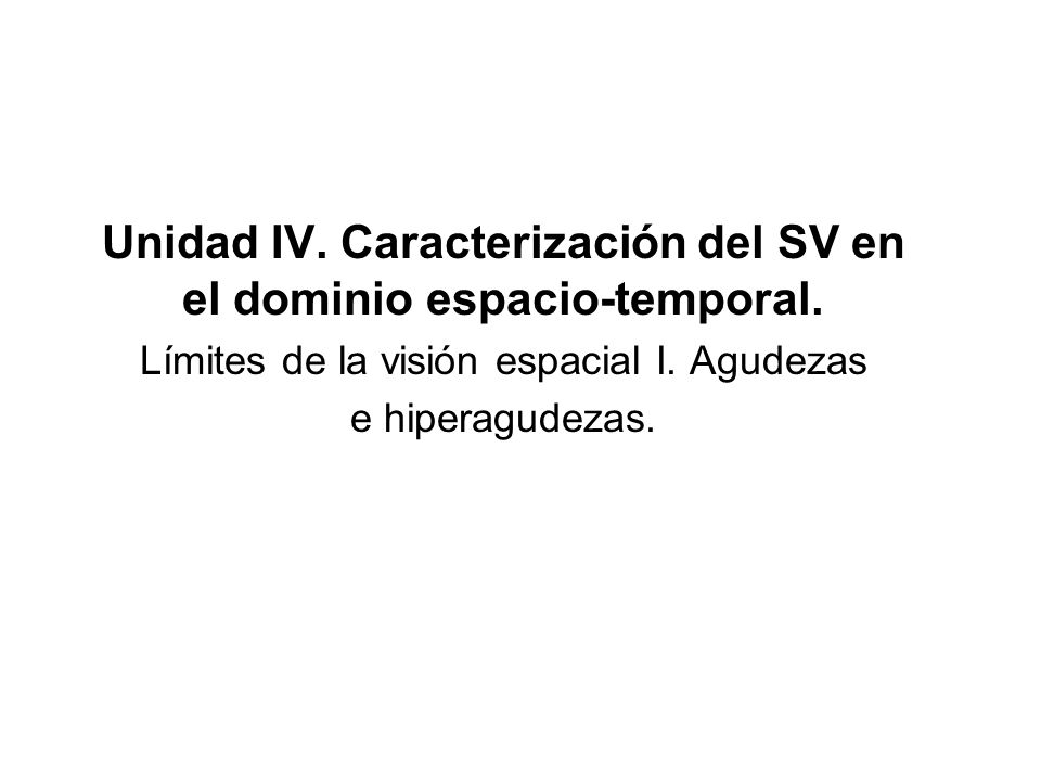 Unidad IV. Caracterización del SV en el dominio espacio-temporal.