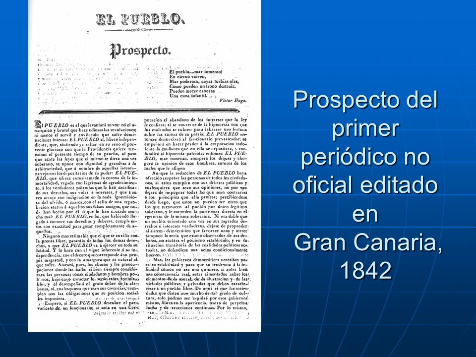 Prospecto del primer periódico no oficial editado en Gran Canaria, 1842
