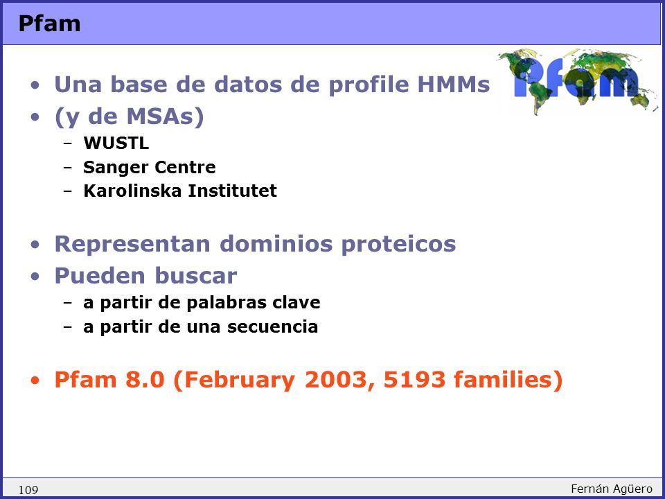 Una base de datos de profile HMMs (y de MSAs)