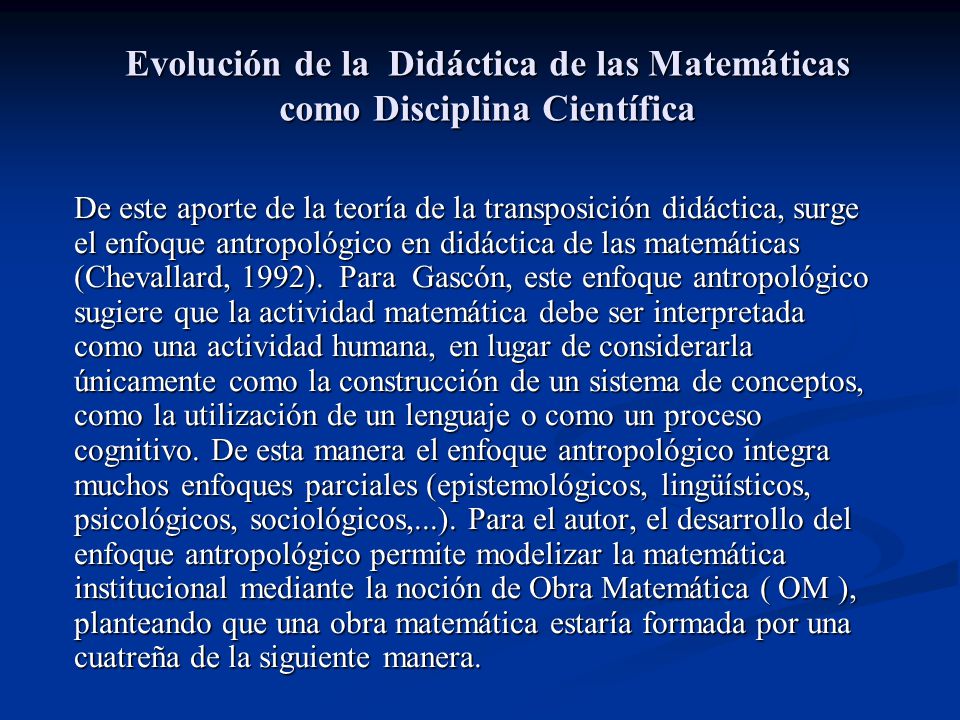 Evolución de la Didáctica de las Matemáticas como Disciplina Científica