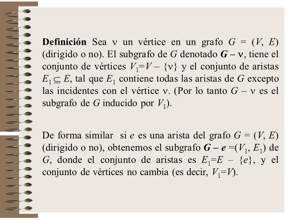 Definición Sea  un vértice en un grafo G = (V, E) (dirigido o no)
