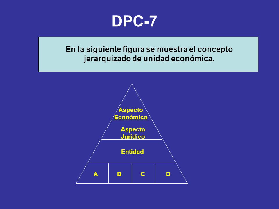 DPC-7 En la siguiente figura se muestra el concepto jerarquizado de unidad económica. Aspecto. Económico.