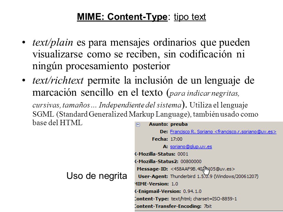 MIME: Content-Type: tipo text