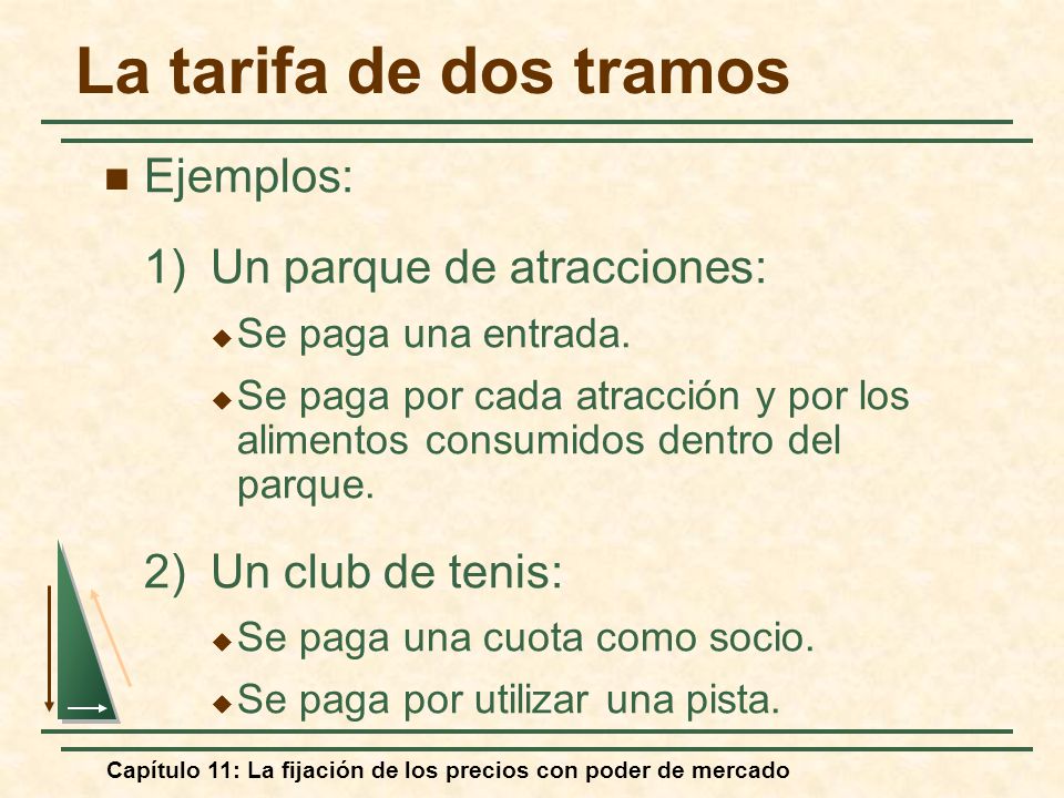 La tarifa de dos tramos Ejemplos: 1) Un parque de atracciones: