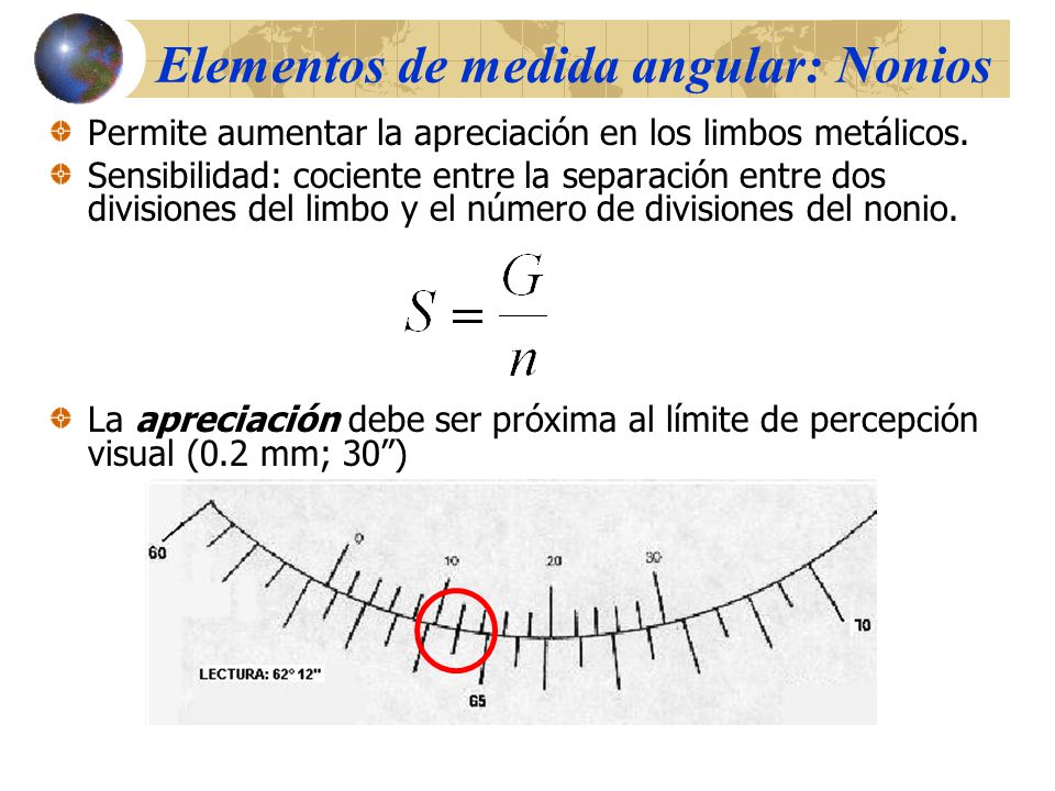 Elementos de medida angular: Nonios