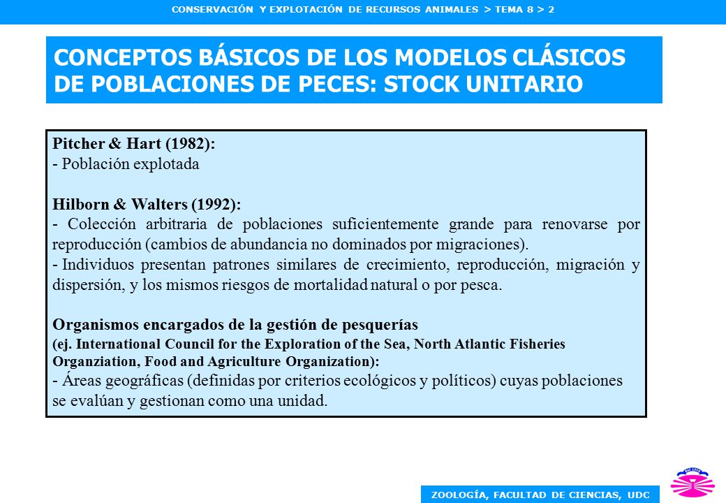 CONCEPTOS BÁSICOS DE LOS MODELOS CLÁSICOS DE POBLACIONES DE PECES: STOCK UNITARIO