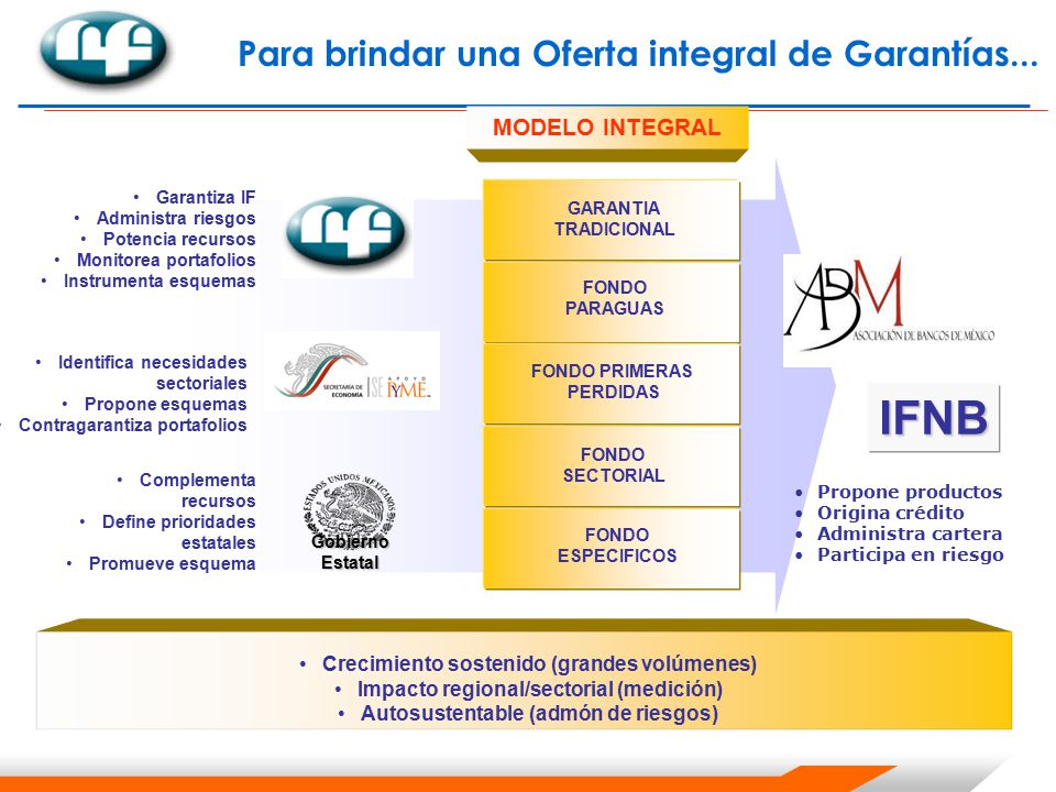 IFNB Para brindar una Oferta integral de Garantías... MODELO INTEGRAL