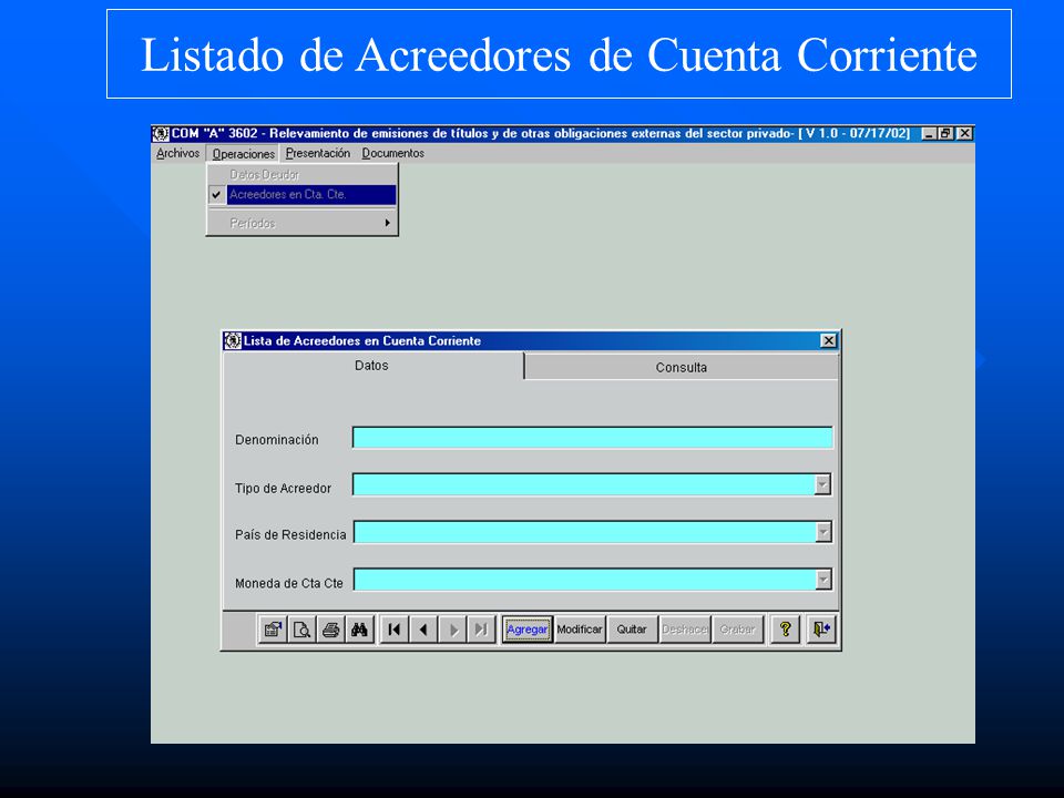 Listado de Acreedores de Cuenta Corriente
