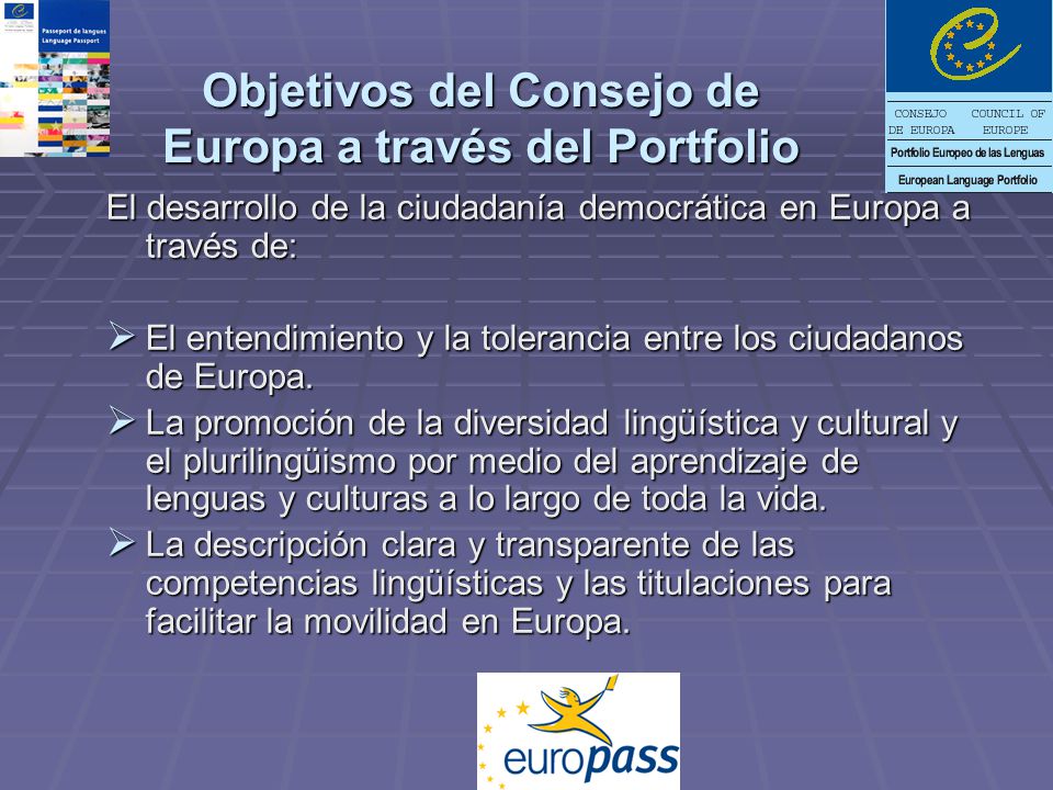 Objetivos del Consejo de Europa a través del Portfolio