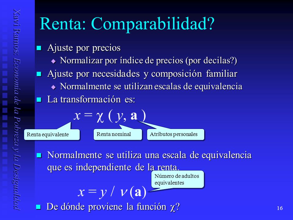 Renta: Comparabilidad