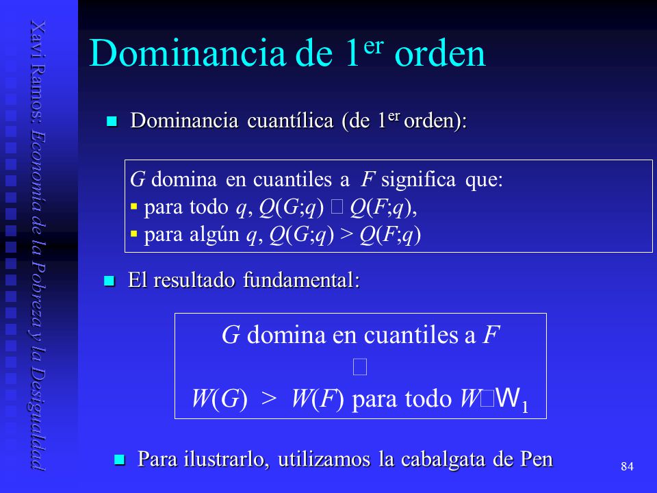Dominancia de 1er orden G domina en cuantiles a F Û