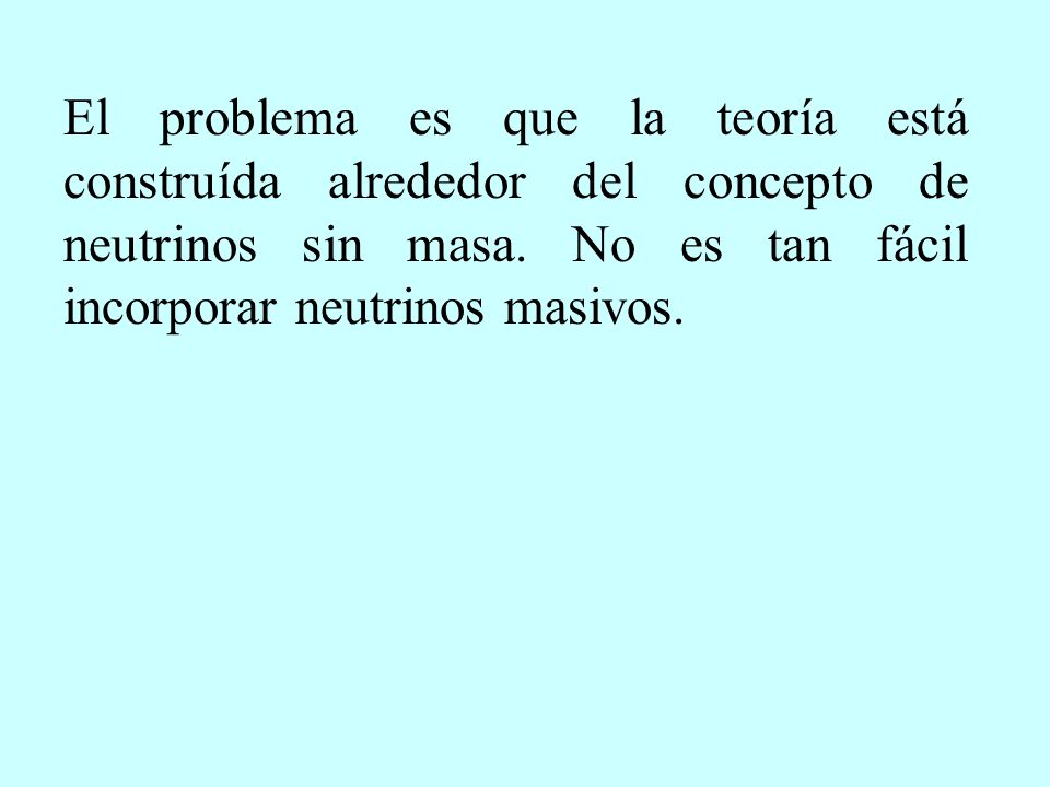 El problema es que la teoría está construída alrededor del concepto de neutrinos sin masa.