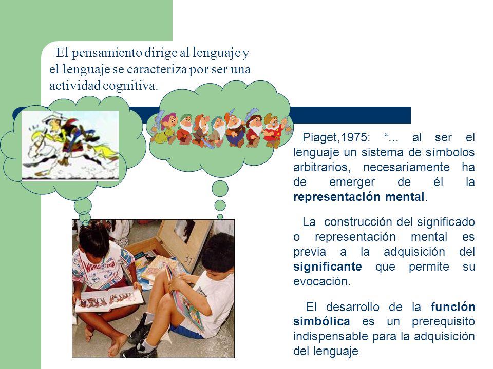 El pensamiento dirige al lenguaje y el lenguaje se caracteriza por ser una actividad cognitiva.