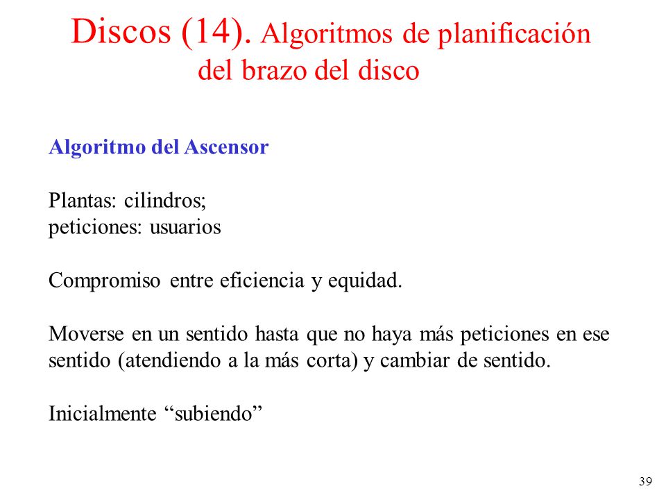 Discos (14). Algoritmos de planificación del brazo del disco