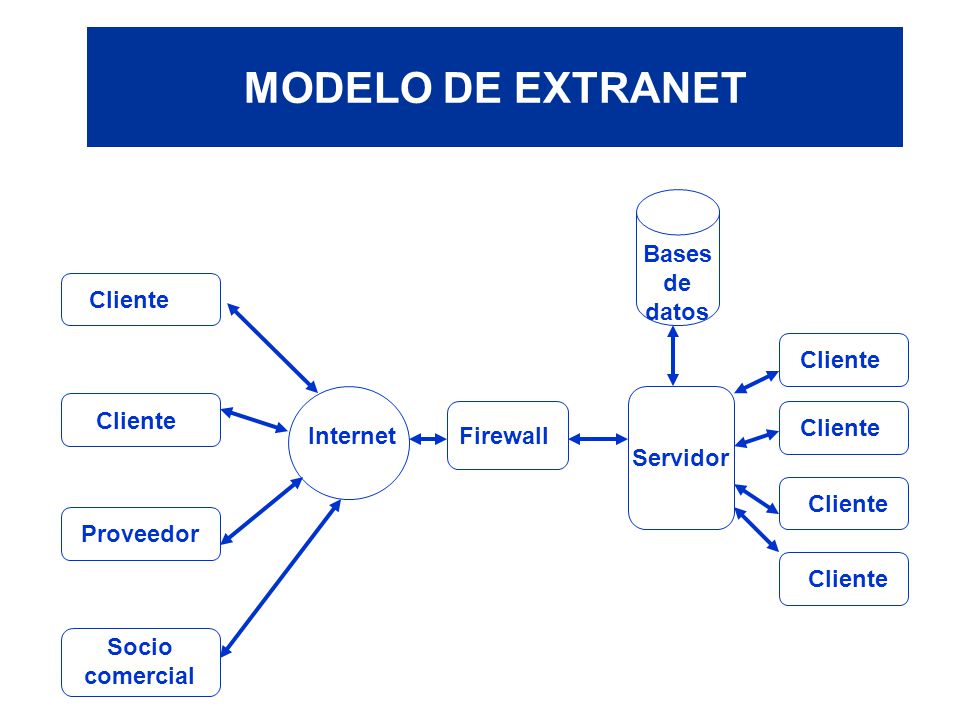 MODELO DE EXTRANET Bases de datos Cliente Cliente Cliente Cliente