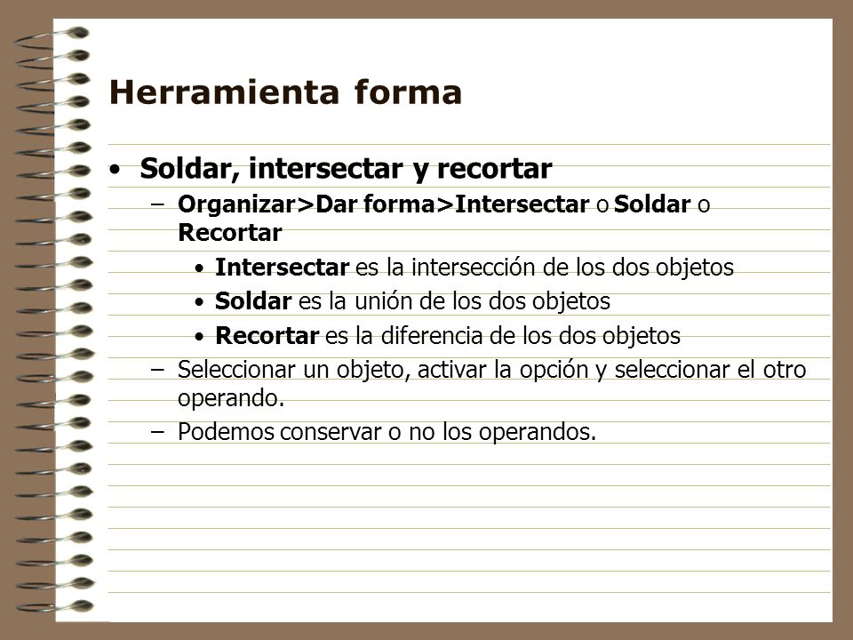Herramienta forma Soldar, intersectar y recortar