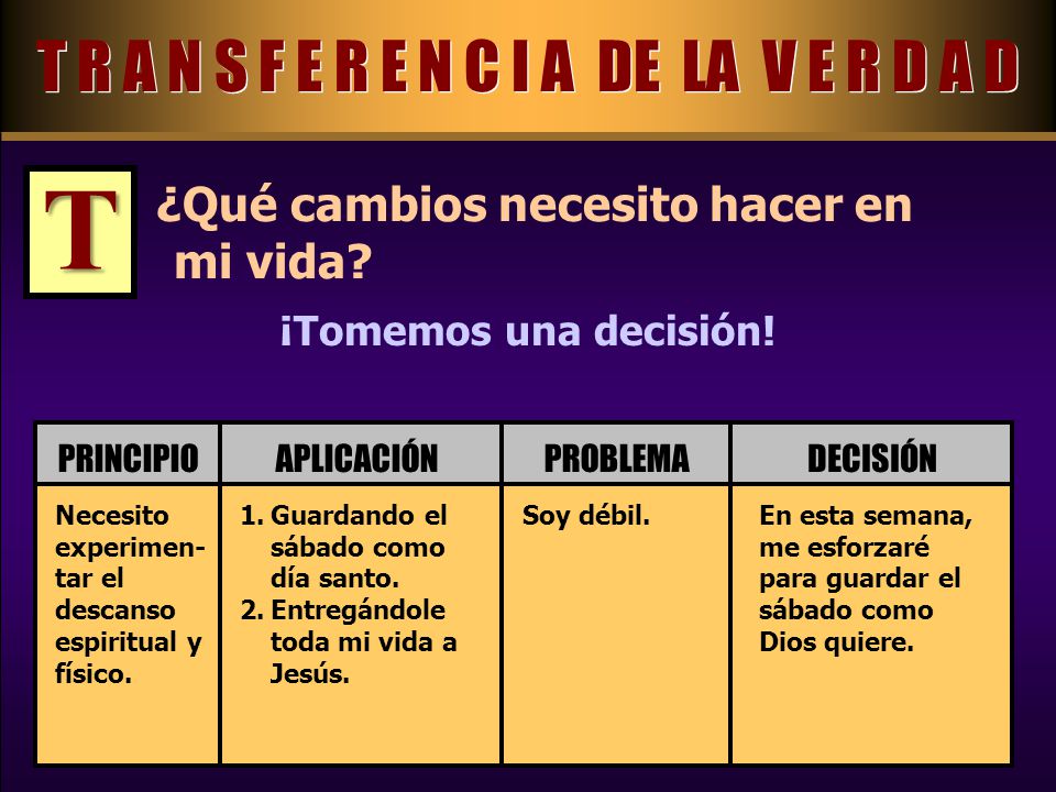 T R A N S F E R E N C I A DE LA V E R D A D