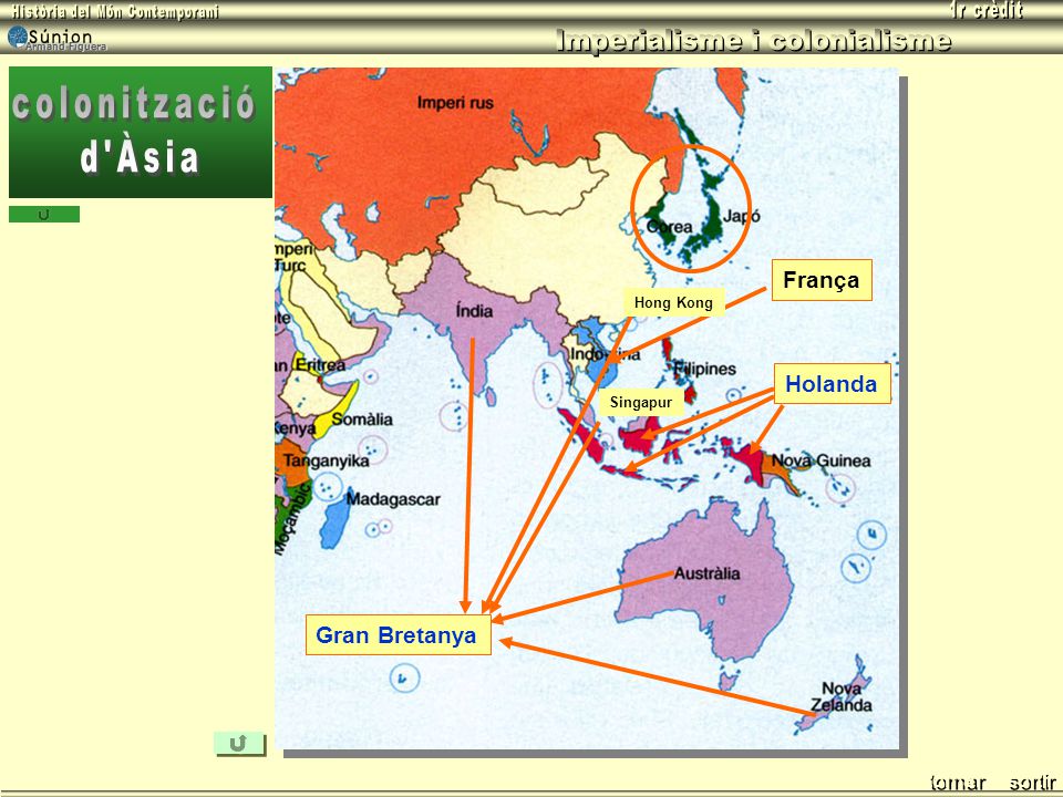 colonització d Àsia França Hong Kong Gran Bretanya Holanda Singapur