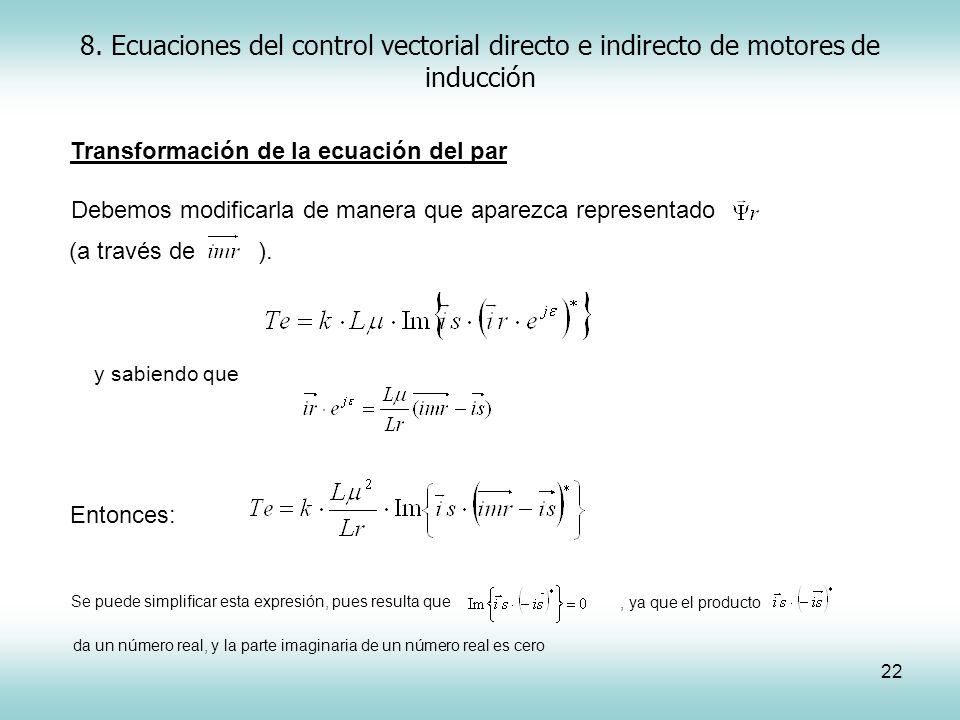 8. Ecuaciones del control vectorial directo e indirecto de motores de inducción