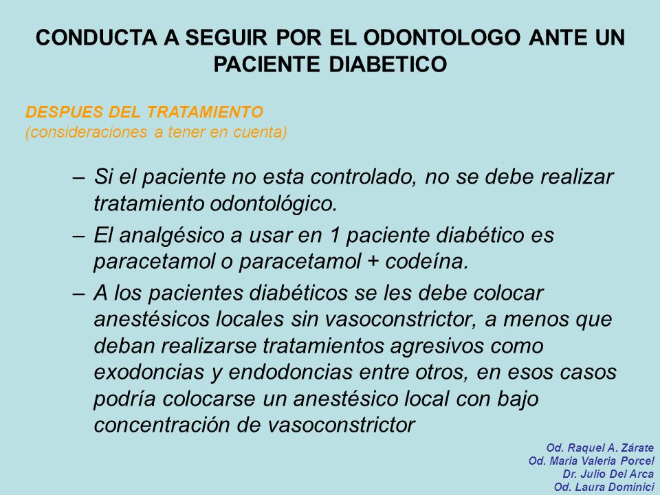 CONDUCTA A SEGUIR POR EL ODONTOLOGO ANTE UN PACIENTE DIABETICO