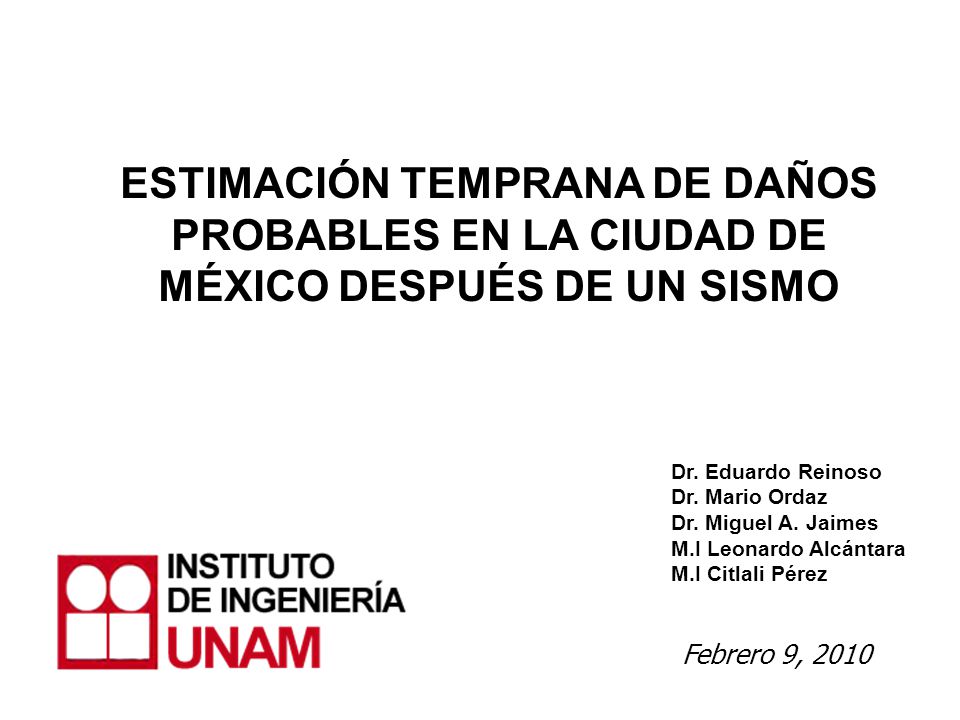 ESTIMACIÓN TEMPRANA DE DAÑOS PROBABLES EN LA CIUDAD DE MÉXICO DESPUÉS DE UN SISMO