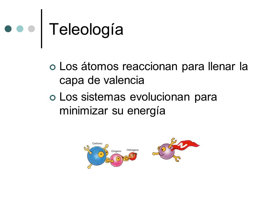 Teleología Los átomos reaccionan para llenar la capa de valencia