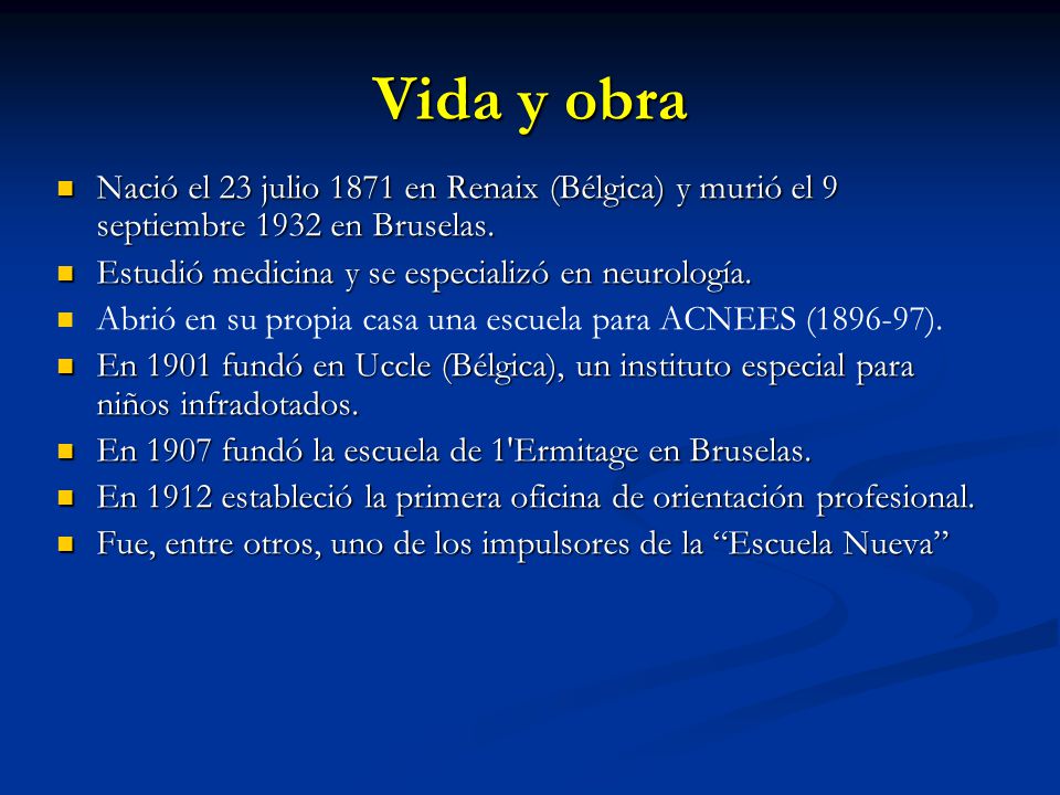 Vida y obra Nació el 23 julio 1871 en Renaix (Bélgica) y murió el 9 septiembre 1932 en Bruselas. Estudió medicina y se especializó en neurología.