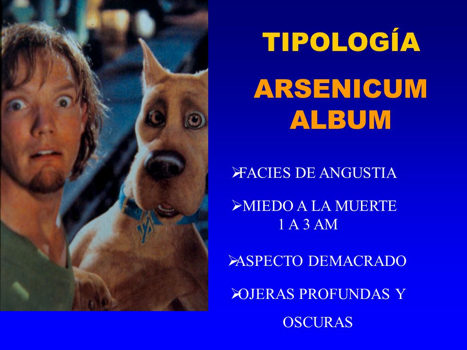 TIPOLOGÍA ARSENICUM ALBUM FACIES DE ANGUSTIA
