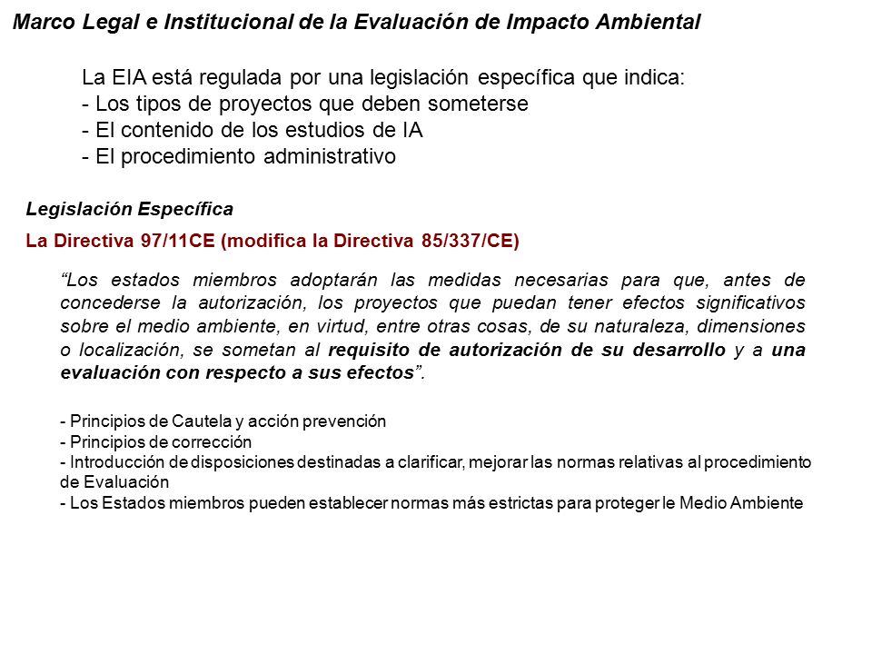 Marco Legal e Institucional de la Evaluación de Impacto Ambiental