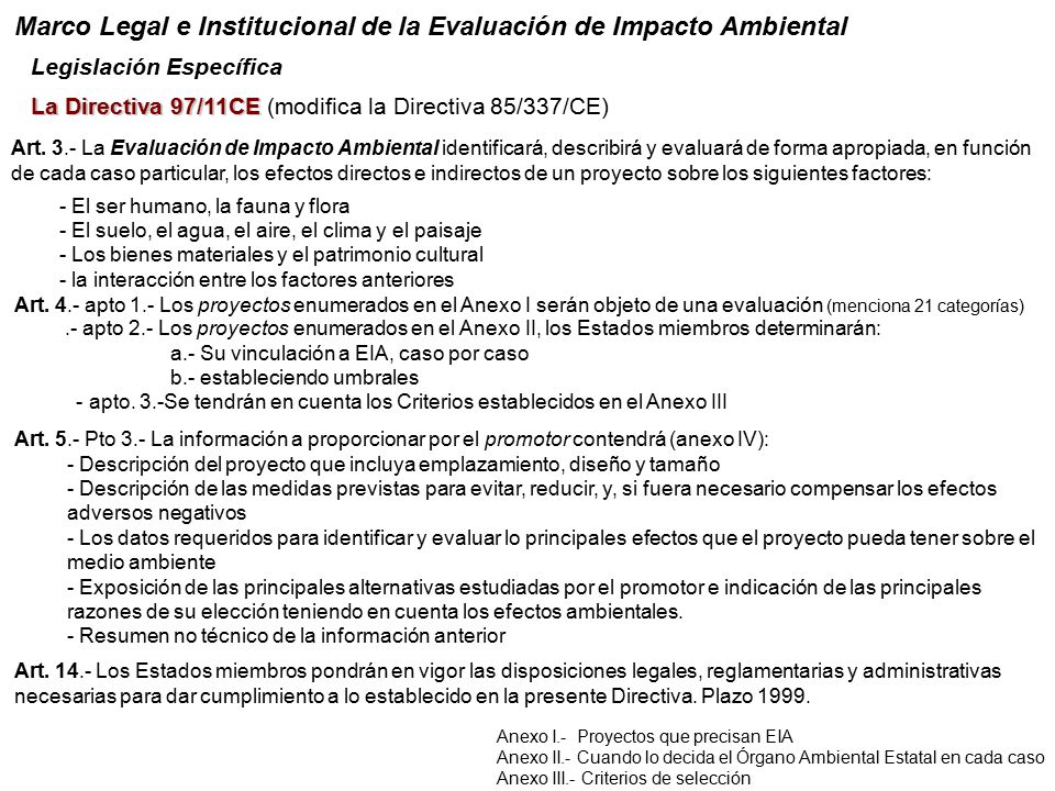 Marco Legal e Institucional de la Evaluación de Impacto Ambiental
