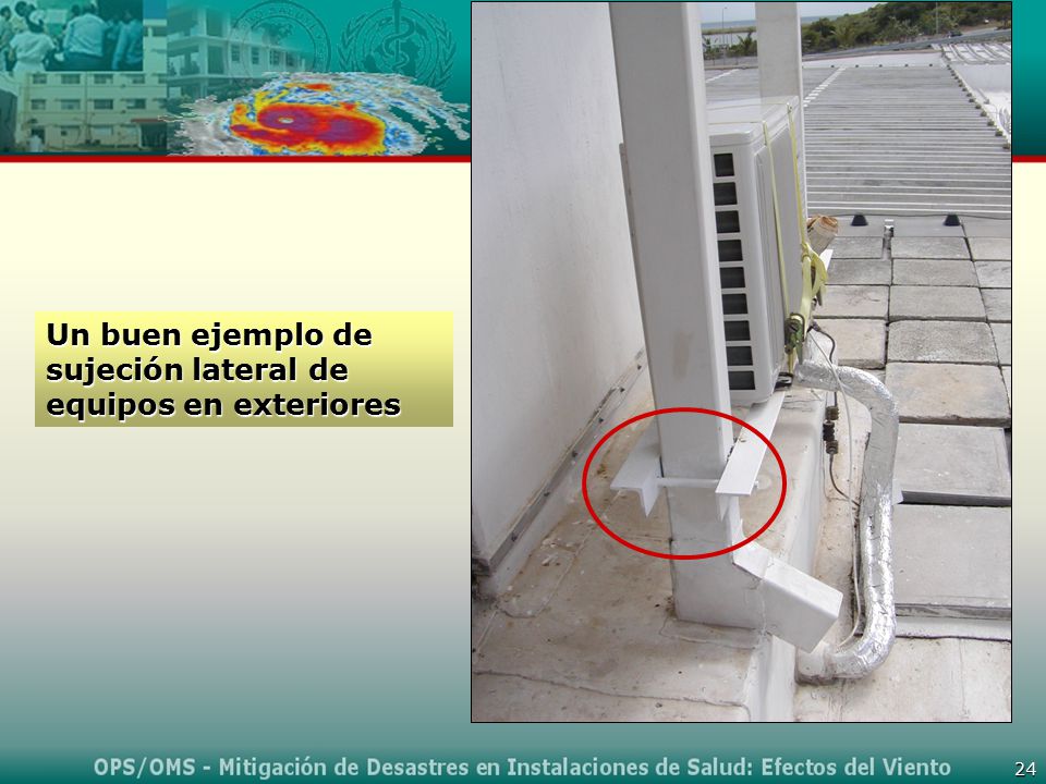 Un buen ejemplo de sujeción lateral de equipos en exteriores
