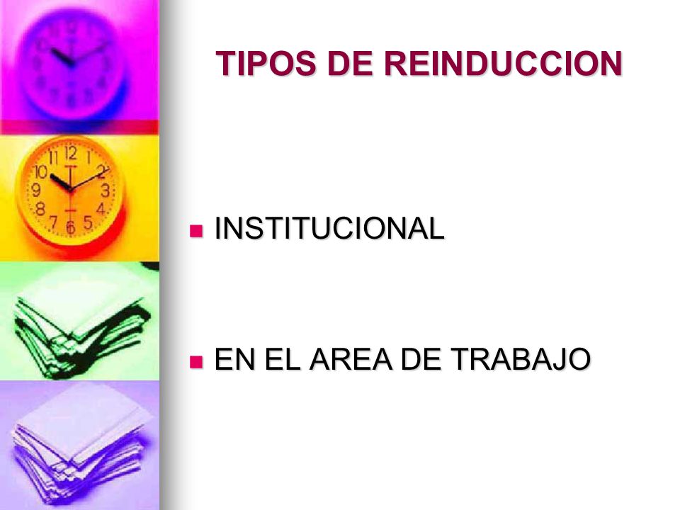 TIPOS DE REINDUCCION INSTITUCIONAL EN EL AREA DE TRABAJO